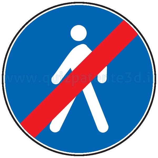 FINE DEL PERCORSO PEDONALE